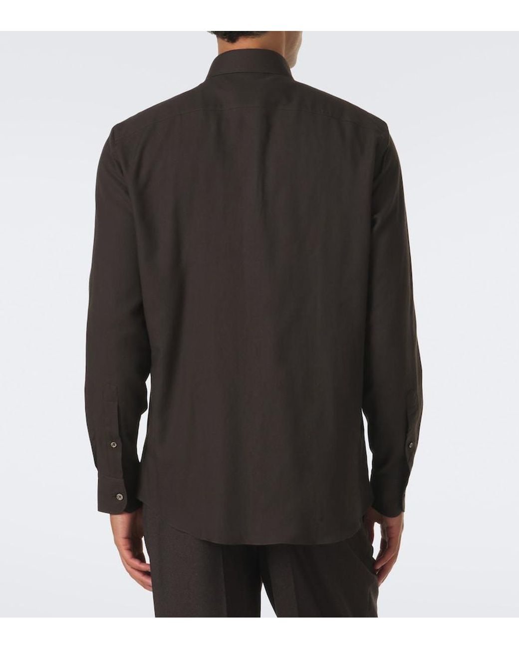 Zegna Black Cotton And Cashmere Shirt for men