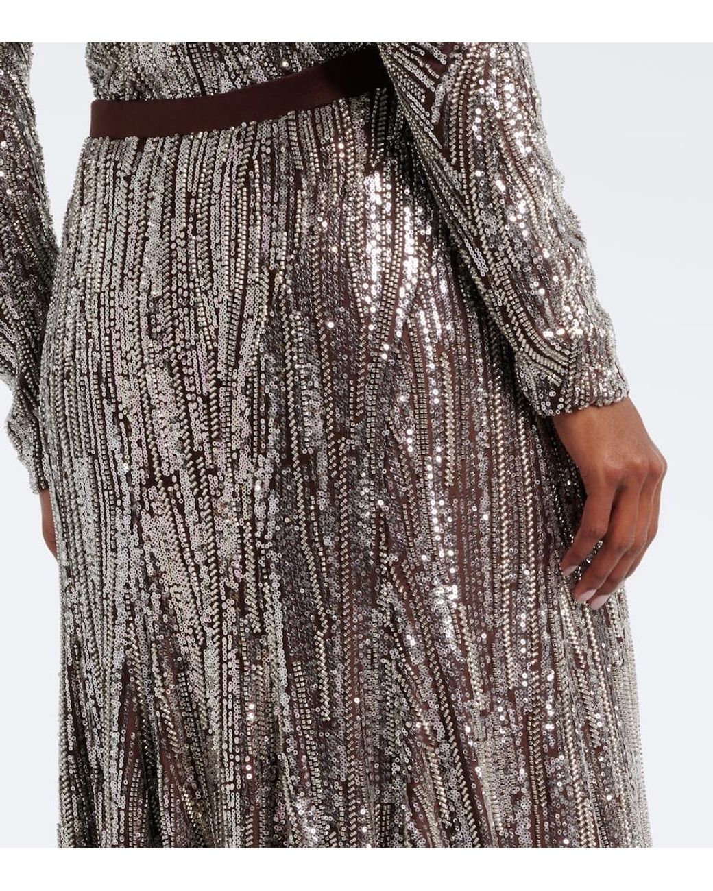 Rabanne Brown Sequined Maxi Skirt