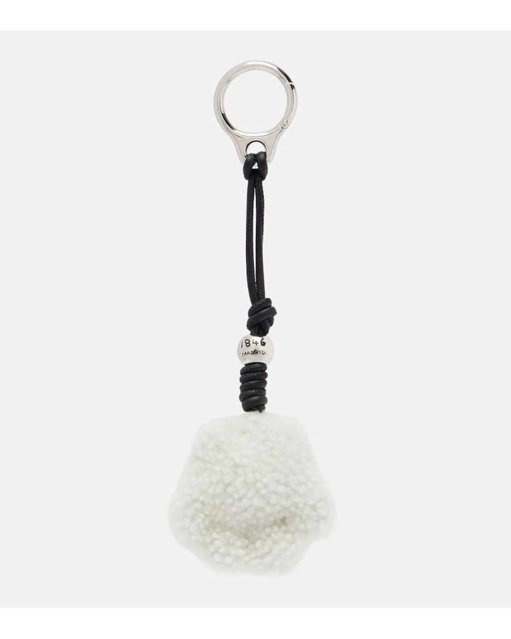 Loewe White Paw Shearling And Leather Bag Charm