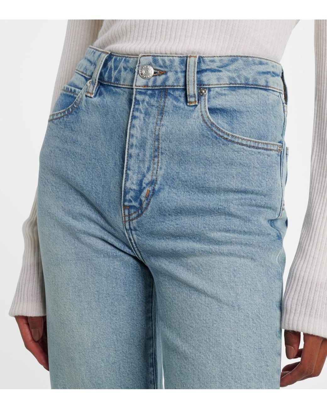 FRAME Blue Arrow High-Rise Bootcut Jeans