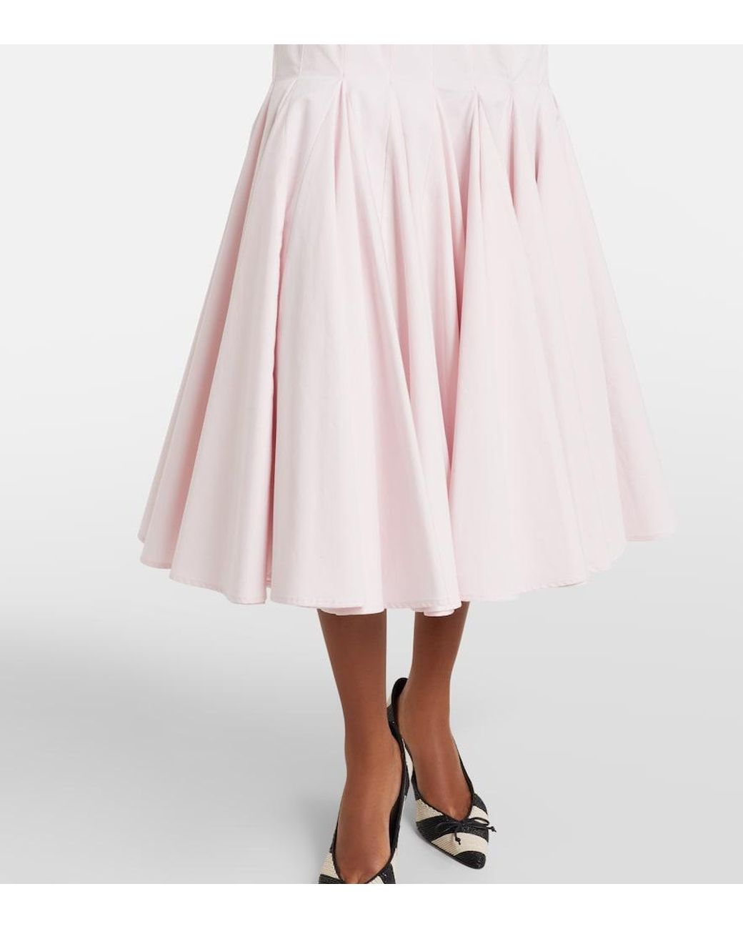 Jacquemus Pink Agave Pleated Cotton Poplin Midi Dress