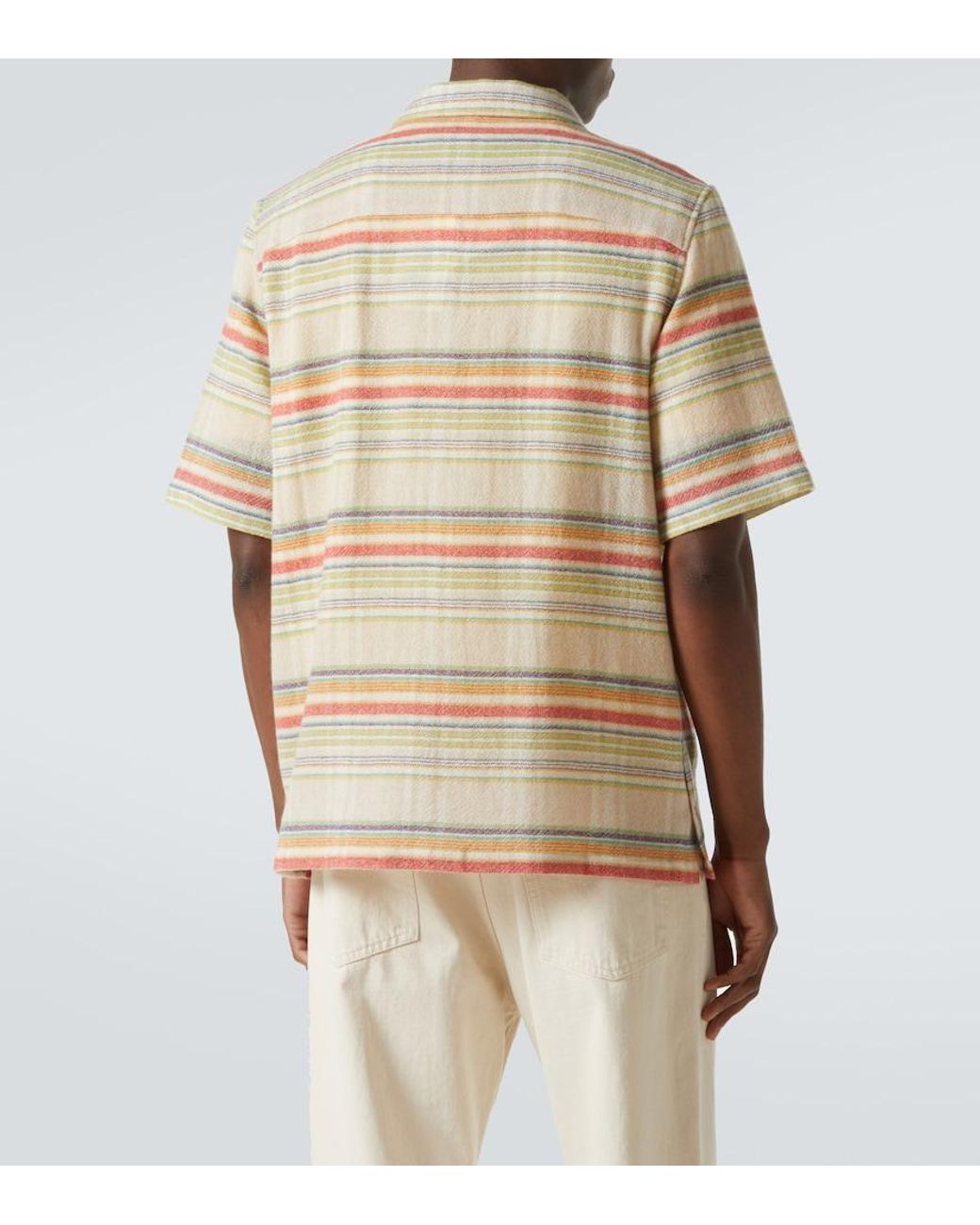 God's True Cashmere Natural Seaside Gauze Striped Cashmere Shirt for men
