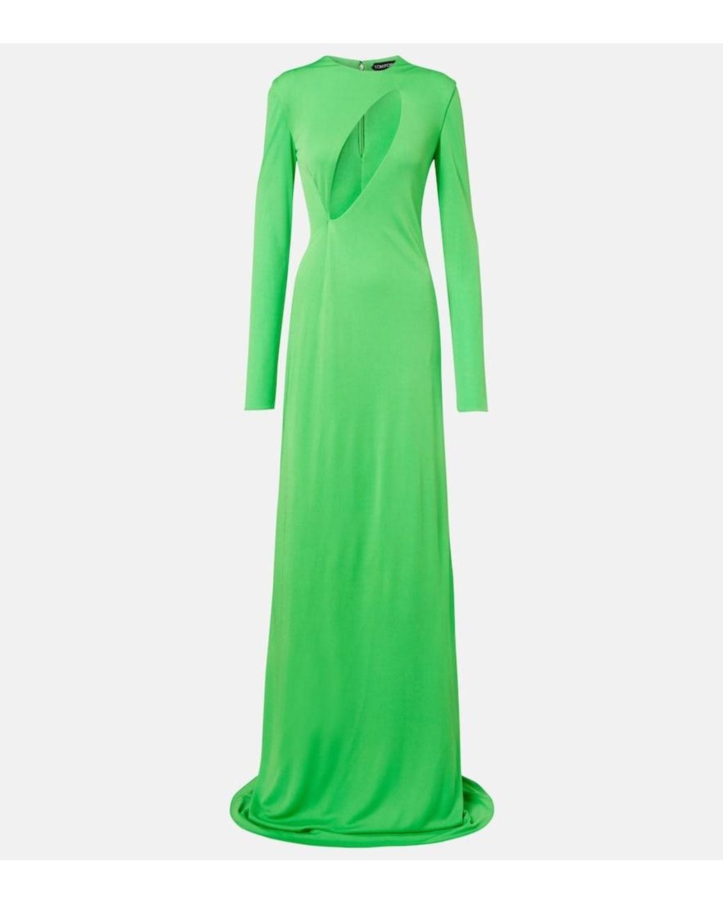 Tom Ford Green Cutout Crepe Jersey Gown