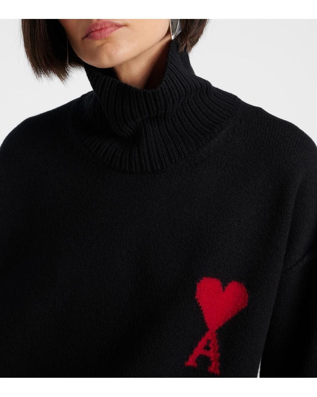 AMI Blue Ami De Cour Virgin Wool Turtleneck Sweater