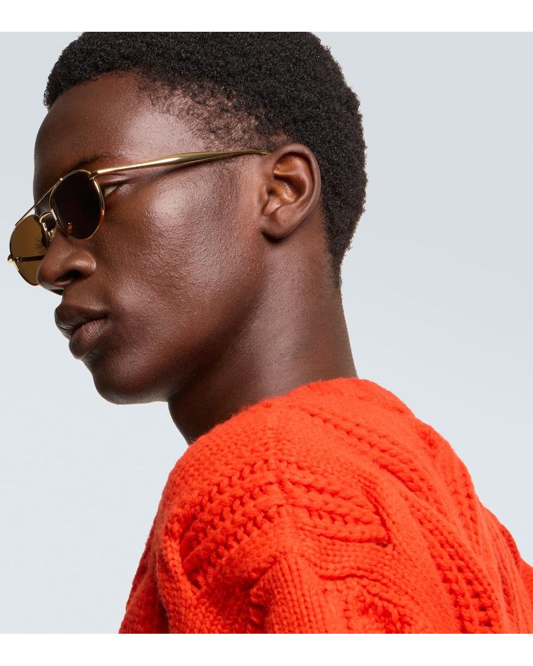 Bottega Veneta Brown Fin Aviator Sunglasses for men