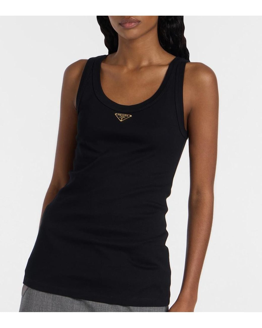 Top En Coton Prada en coloris Black