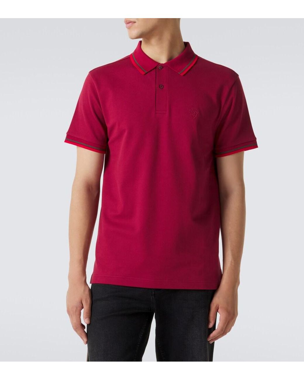 Gucci Red Cotton-Blend Pique Polo Shirt for men