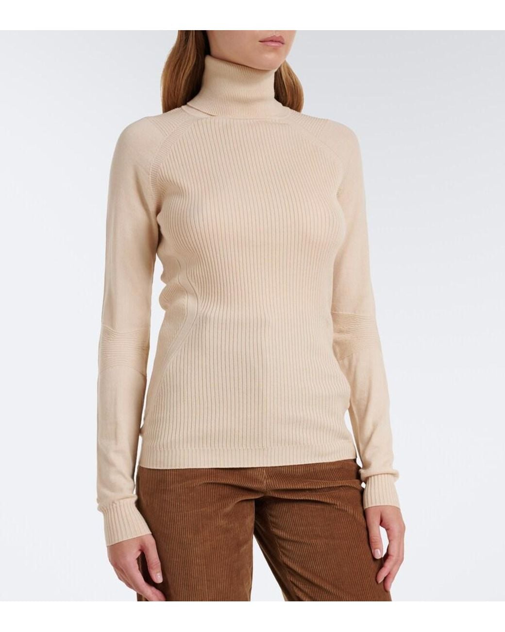 Moncler Natural Ribbed-Knit Wool-Blend Turtleneck Sweater