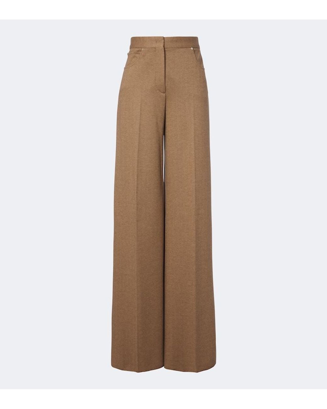 Max Mara Natural Camel Hair And Wool-Blend Wide-Leg Pants