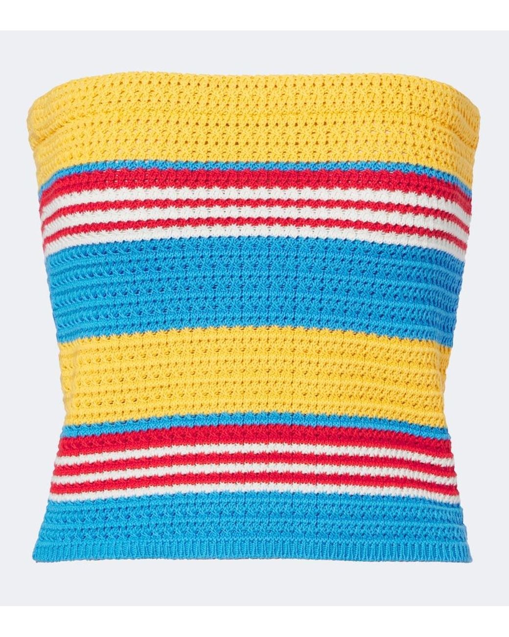 Posse Blue Tammy Striped Cotton Strapless Top