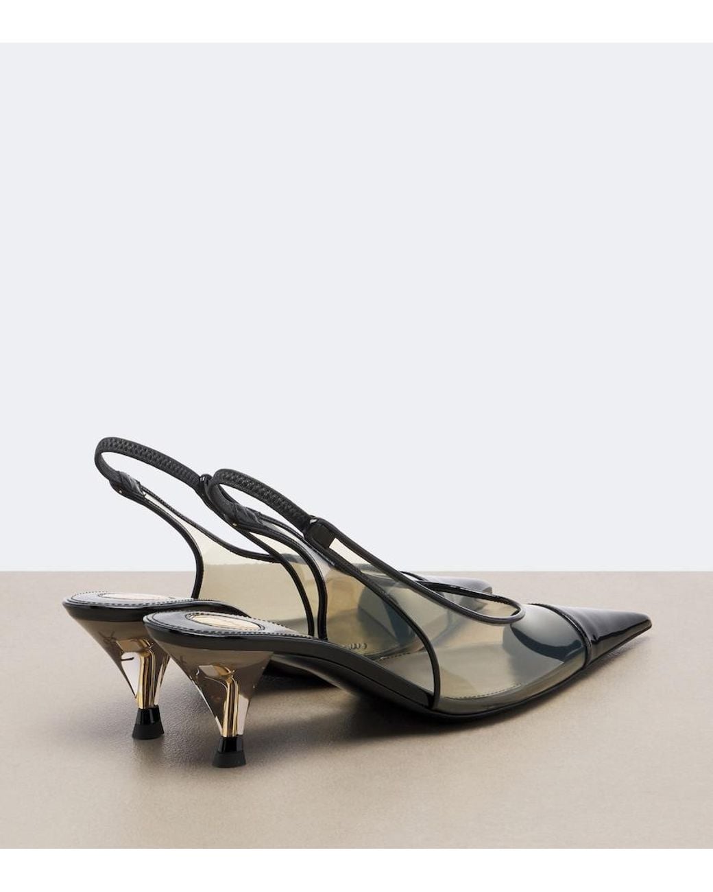 Saint Laurent White Fanny Leather-Trimmed Slingback Pumps