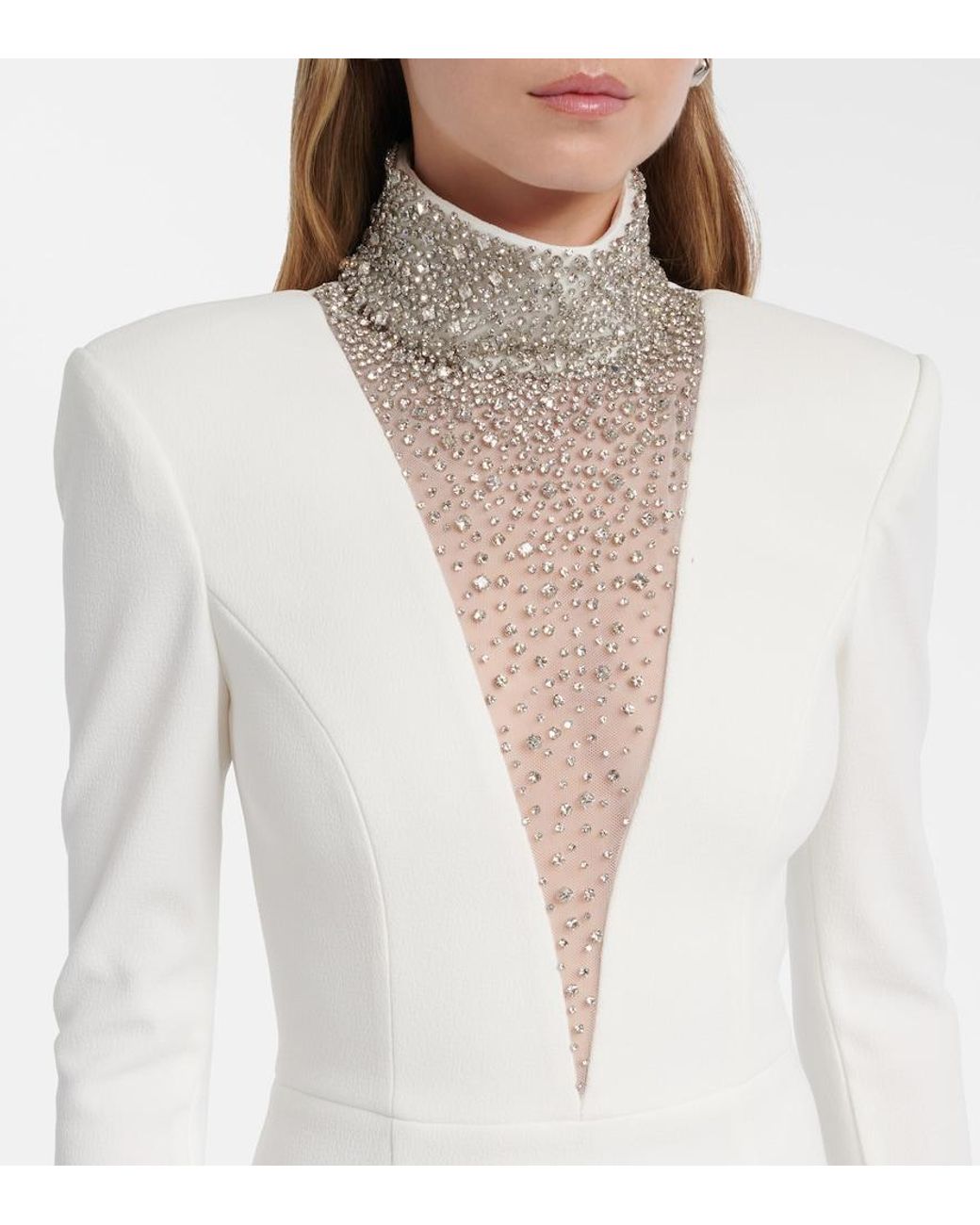Rebecca Vallance White Bridal Melva Embellished Crepe Gown