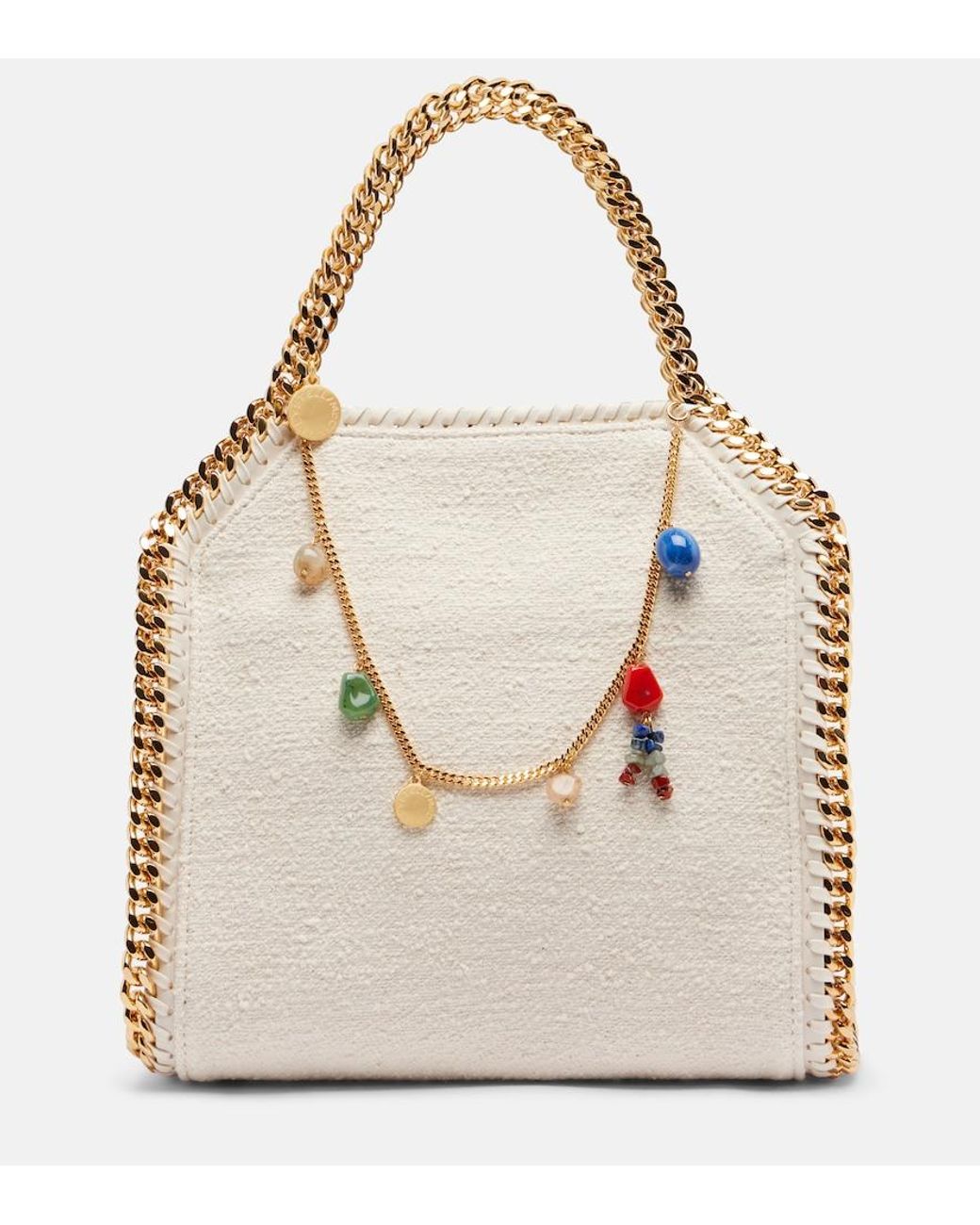 Stella McCartney Natural Falabella Mini Embellished Top-Handle Bag