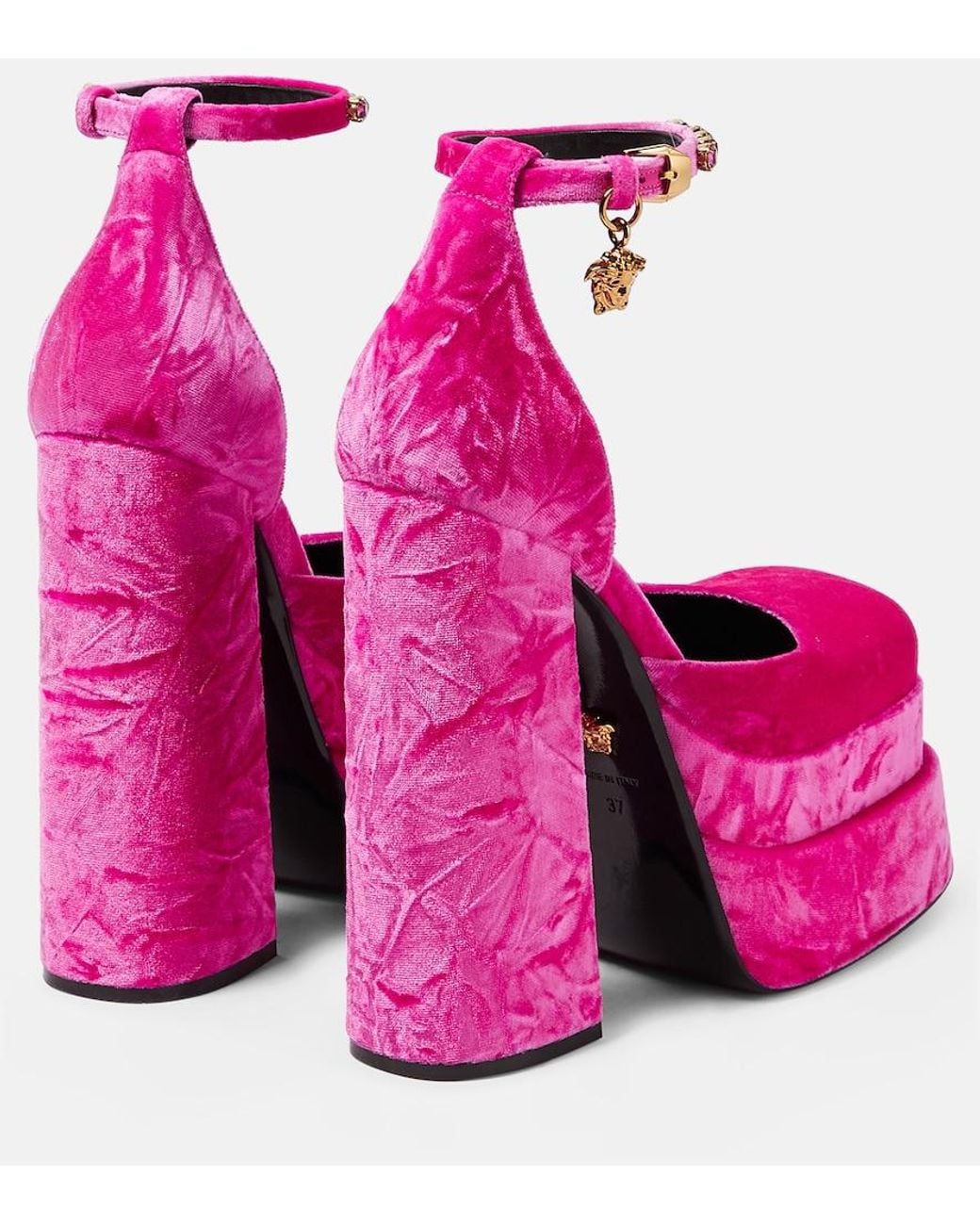 Versace Pink Medusa Aevitas Velvet Platform Pump