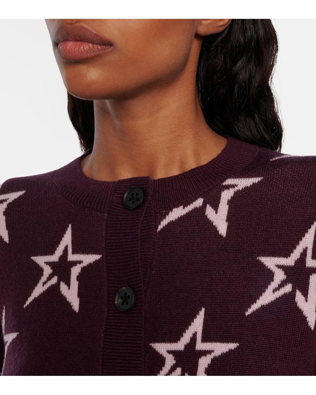 Perfect Moment Red Chalet Round-Neck Wool Cardigan