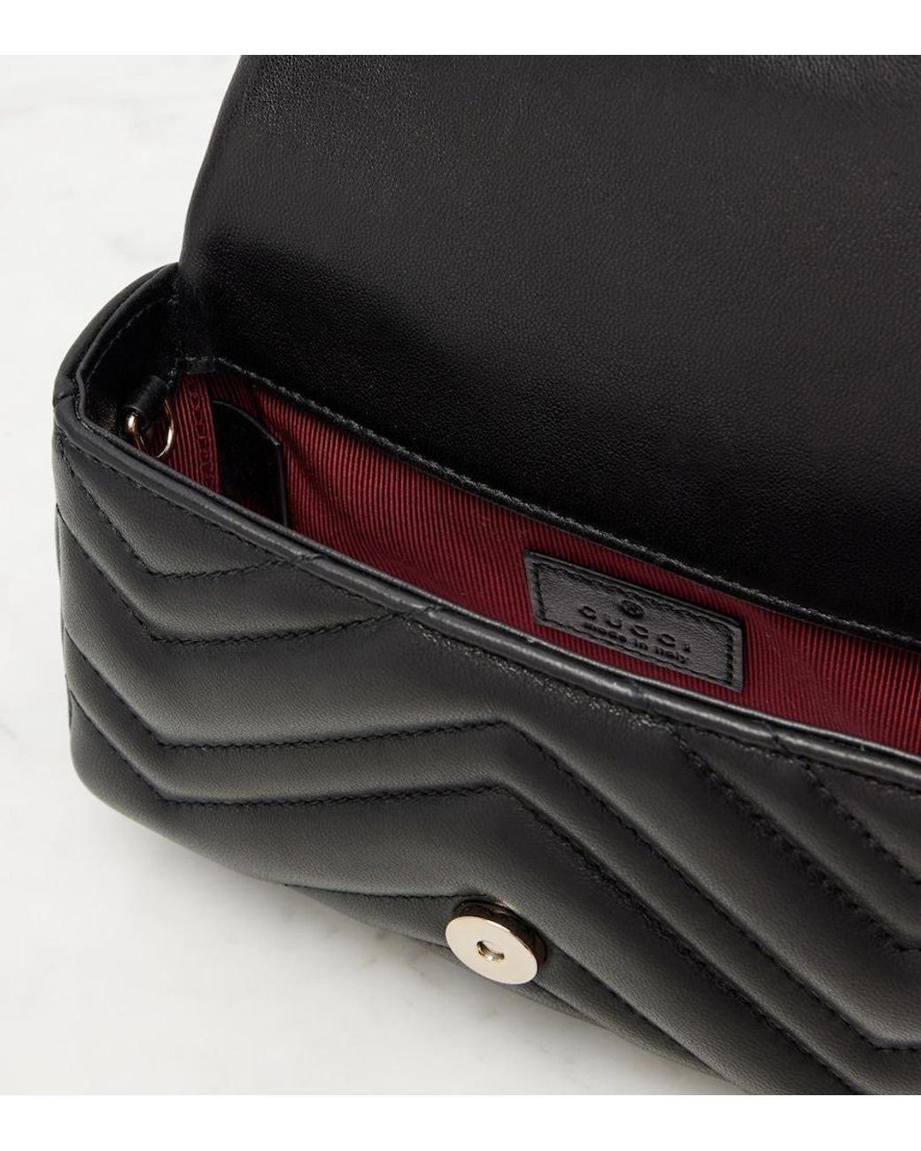 Gucci Black Gg Marmont Mini Leather Crossbody Bag