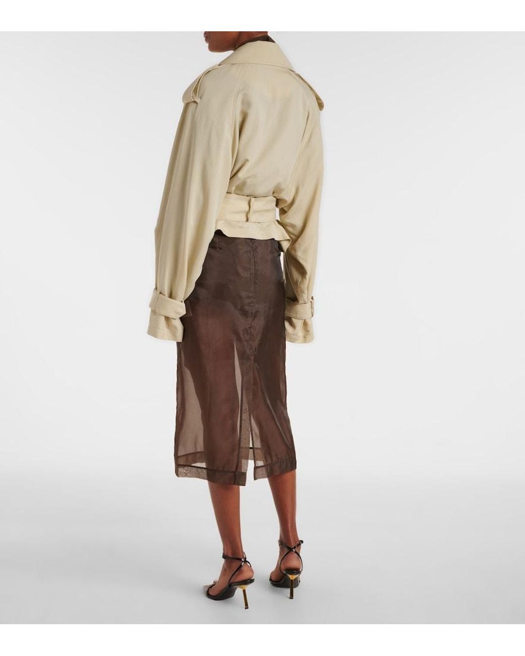 Frankie Shop Natural Simona Cropped Trench Coat