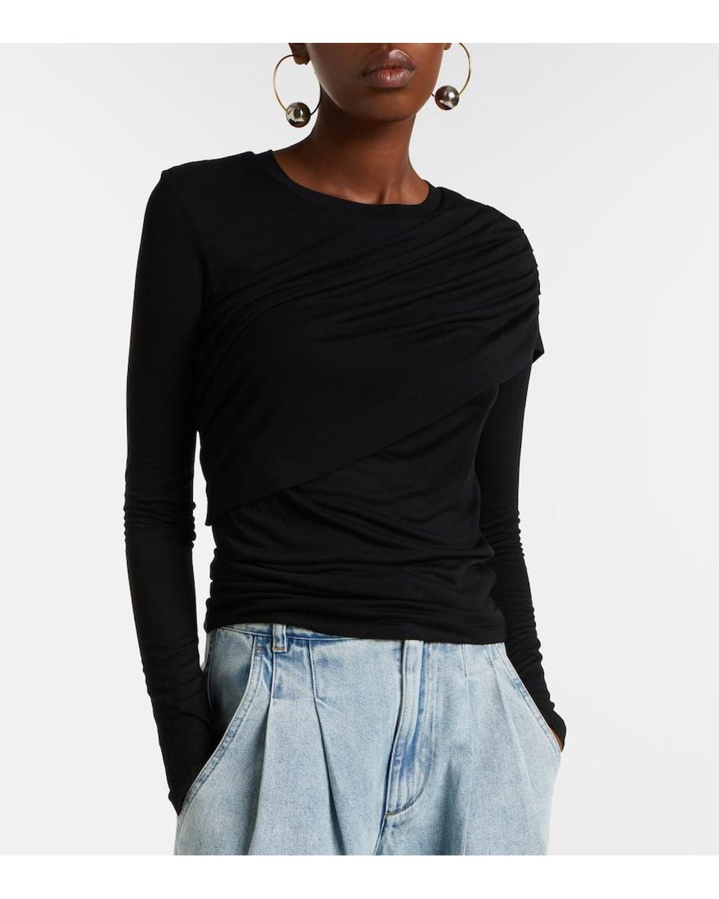 Isabel Marant Black Dressi Draped Jersey Top