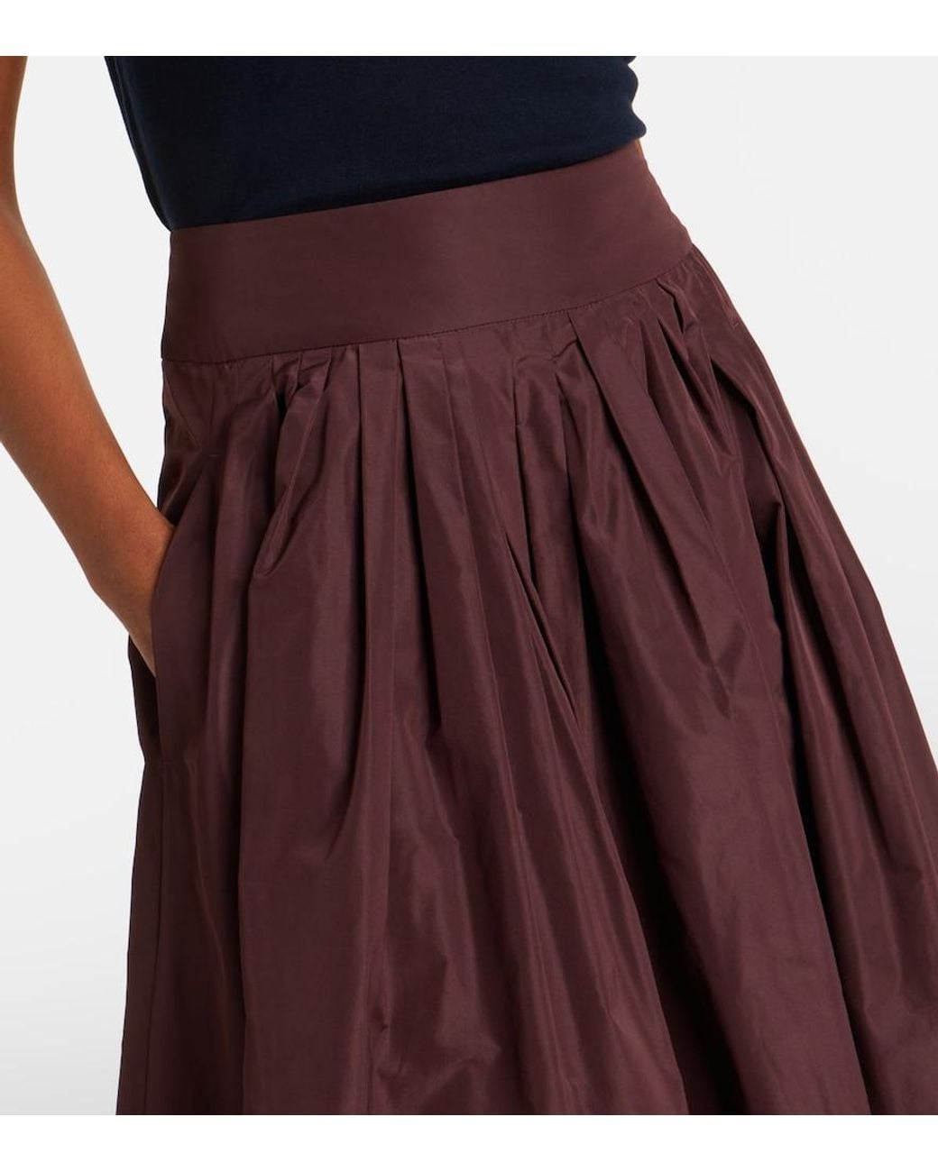 Max Mara Purple Pleated Taffeta Midi Skirt
