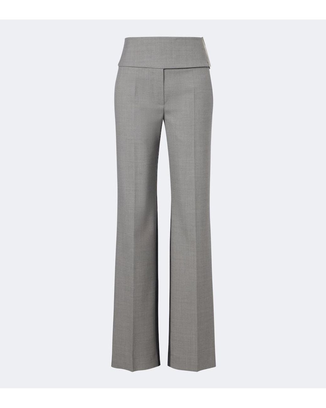 Sportmax Gray Virgin Wool Straight Pants