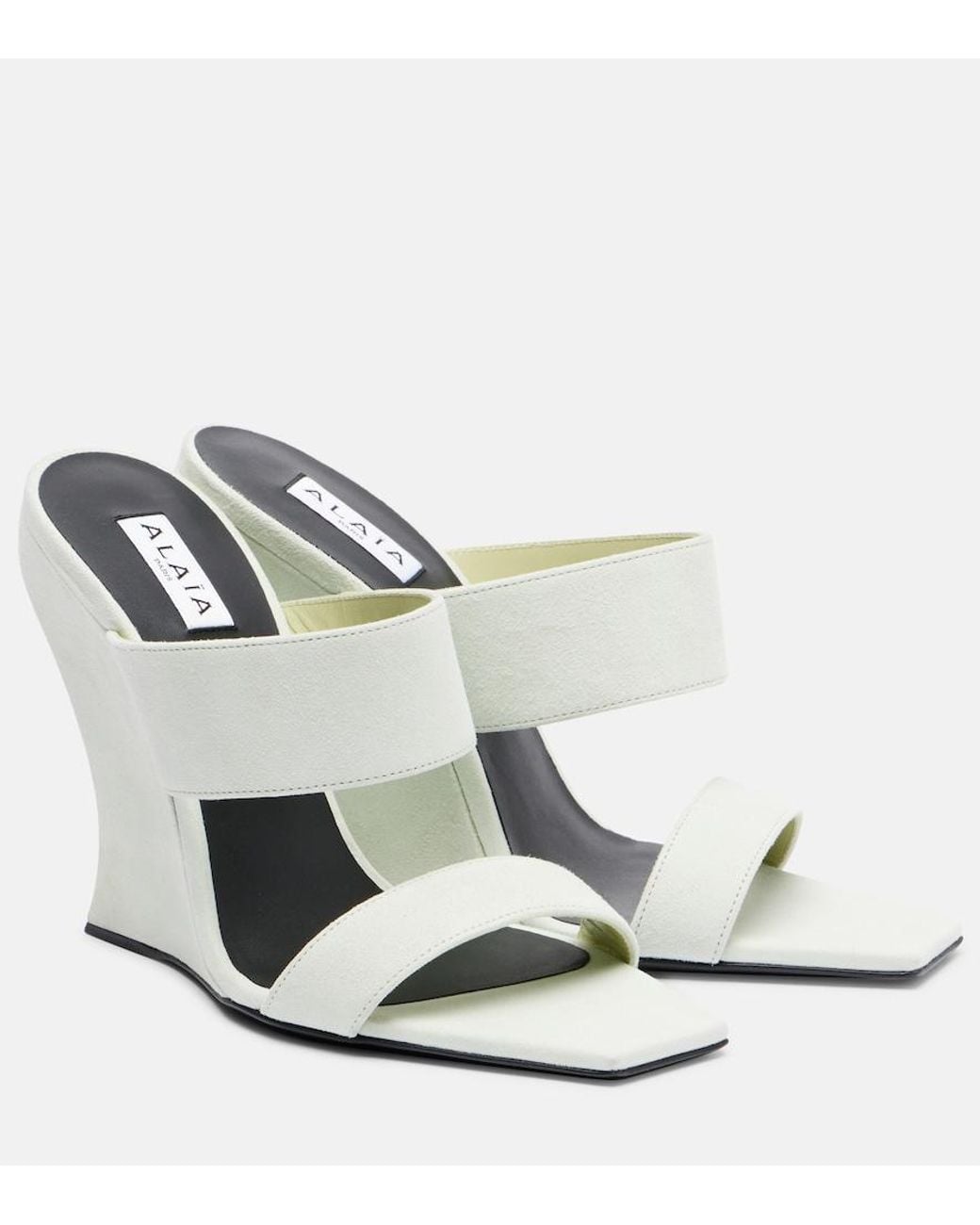 Alaïa Metallic Wave 110 Suede Wedge Mules