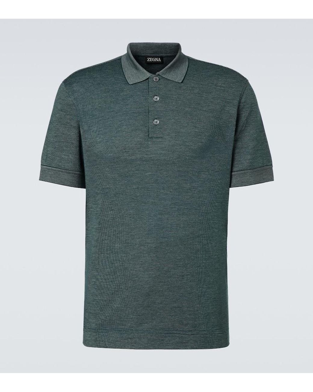 Zegna Green Cotton And Silk Polo Shirt for men