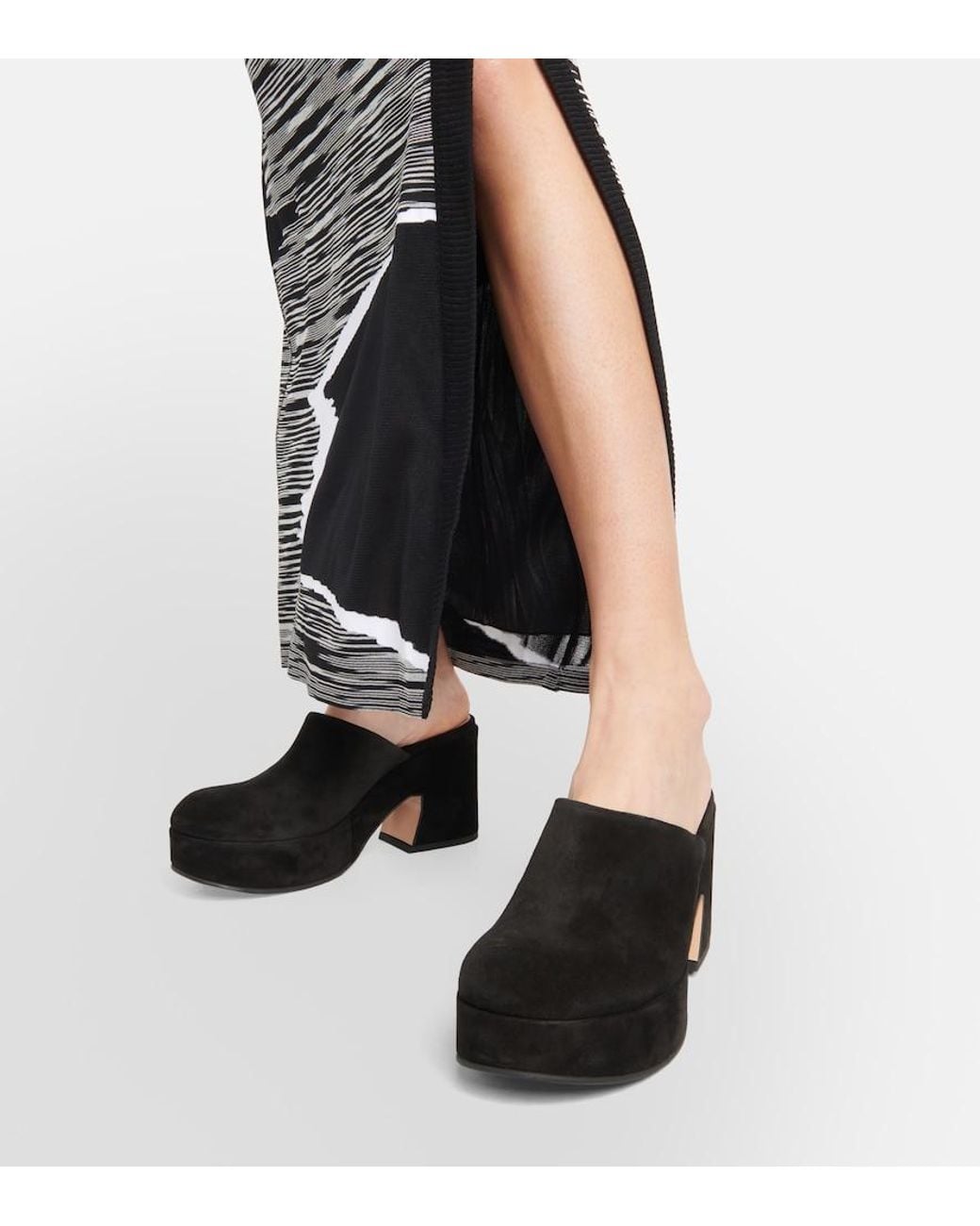 Gianvito Rossi Black Lyss Suede Platform Clogs