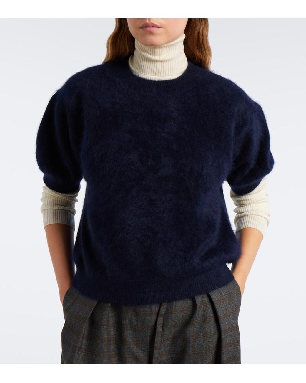 Lisa Yang Blue Juniper Brushed Cashmere Sweater