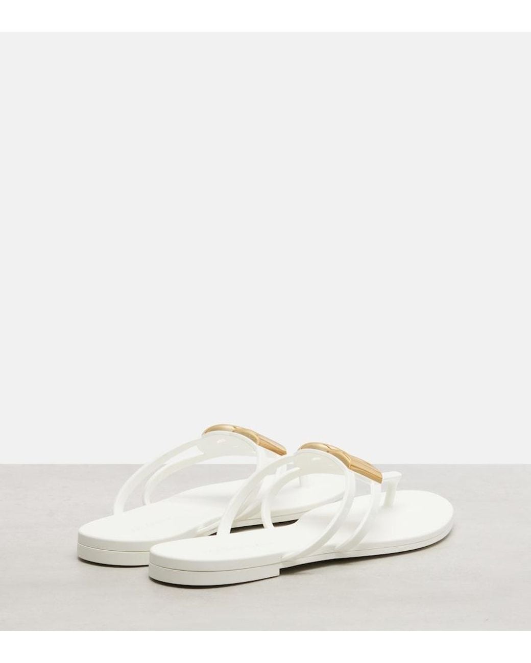 Dolce & Gabbana White Dg Rubber Thong Sandals