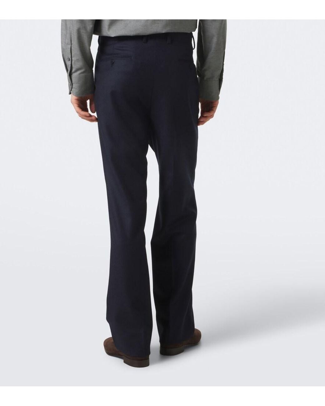 STÒFFA Blue Wool And Cashmere Wide-Leg Pants for men