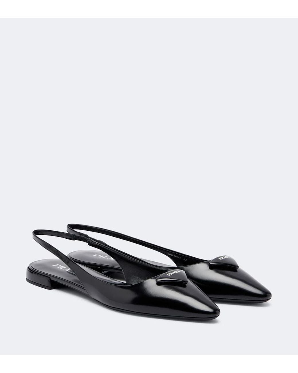 Prada Black Leather Slingback Ballet Flats