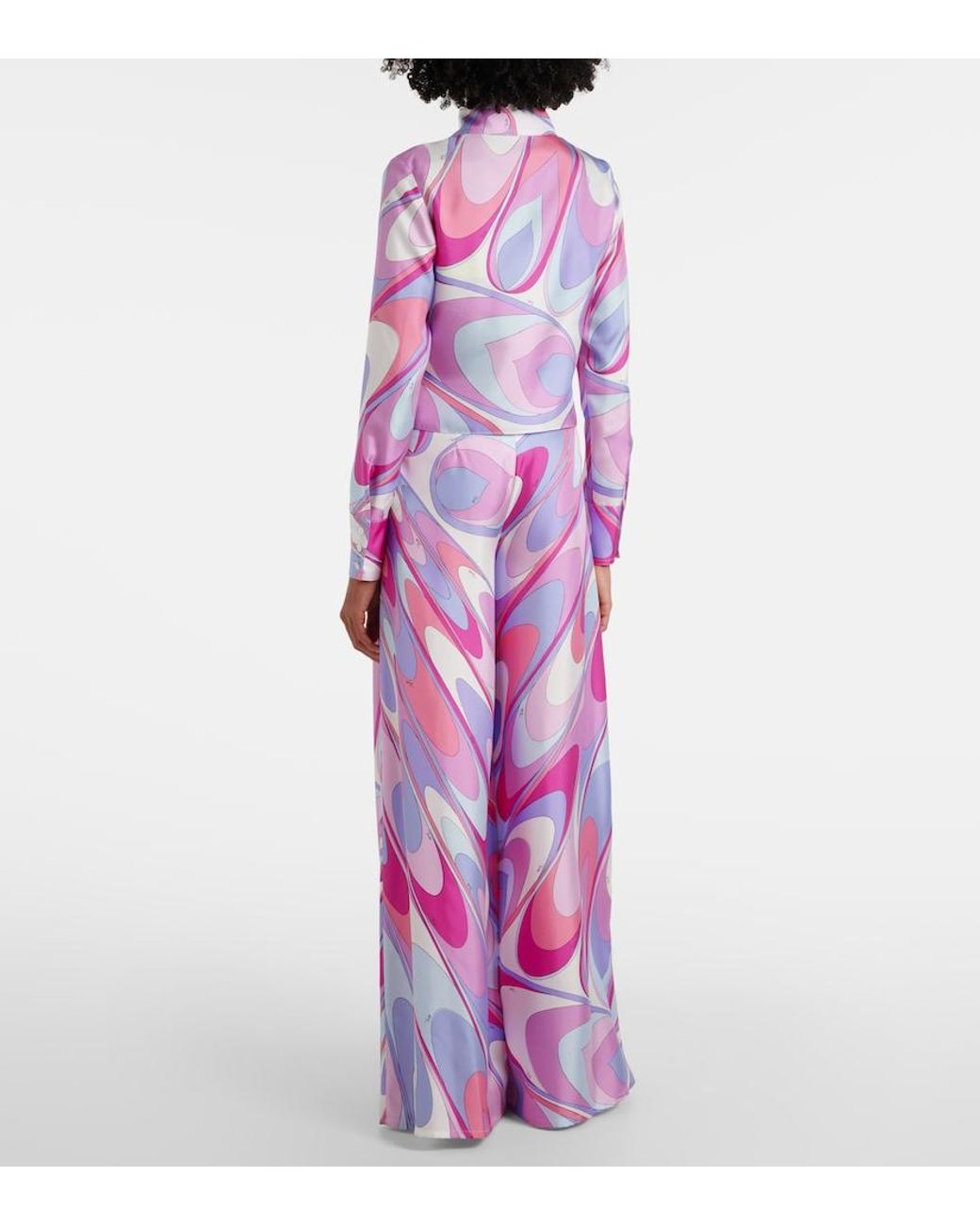 Emilio Pucci Pink Printed Cropped Silk Twill Shirt