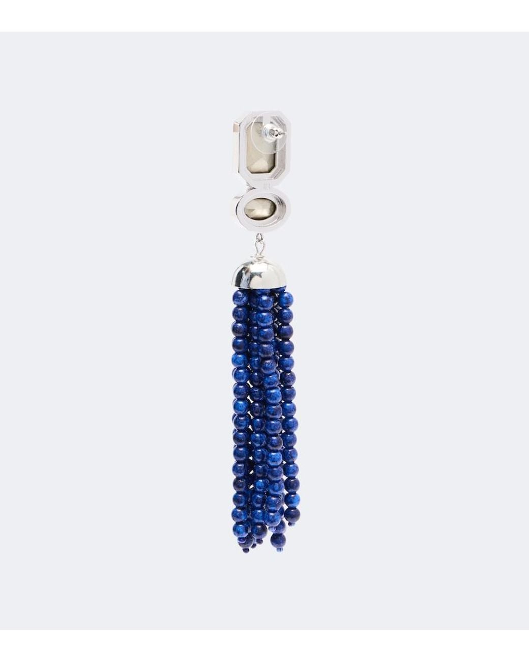Jennifer Behr Blue Embellished Fringed Drop Earrings