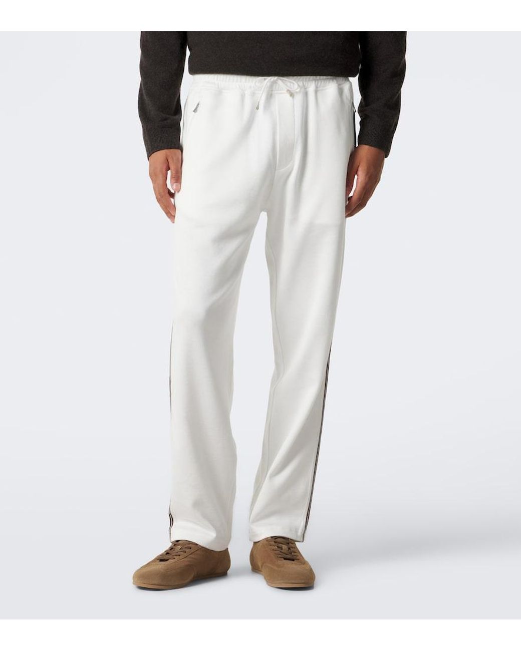 Eleventy White Cotton Straight Pants for men