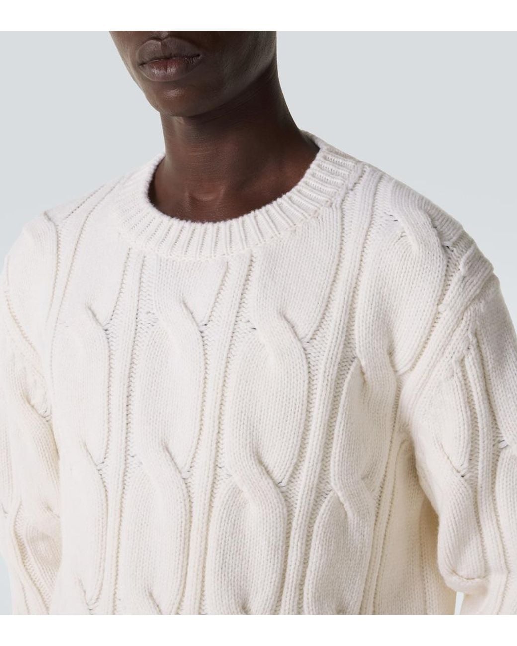 Eleventy White Cable-Knit Wool Sweater for men