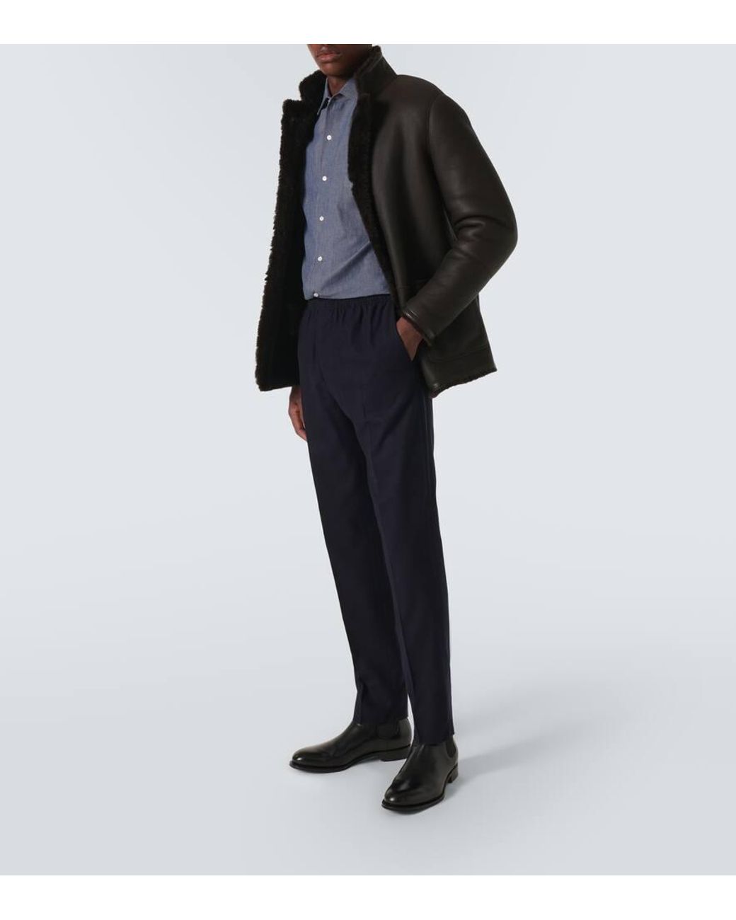 Loro Piana Blue Jan Wool And Cashmere Straight Pants for men