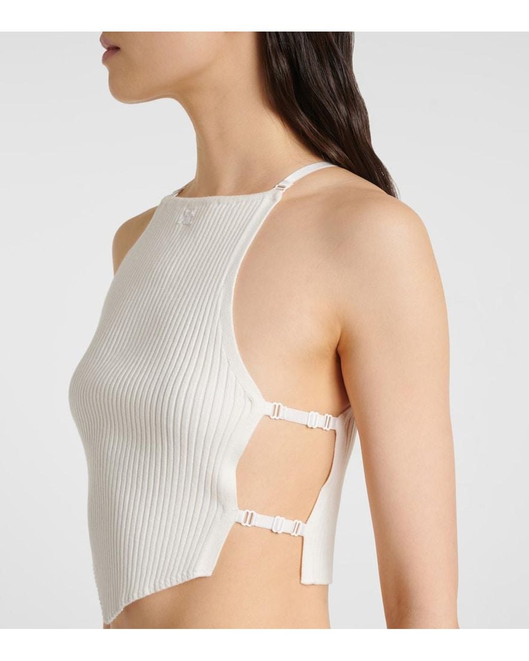 Top En Maille Cotelee A Decoupes Courreges en coloris White