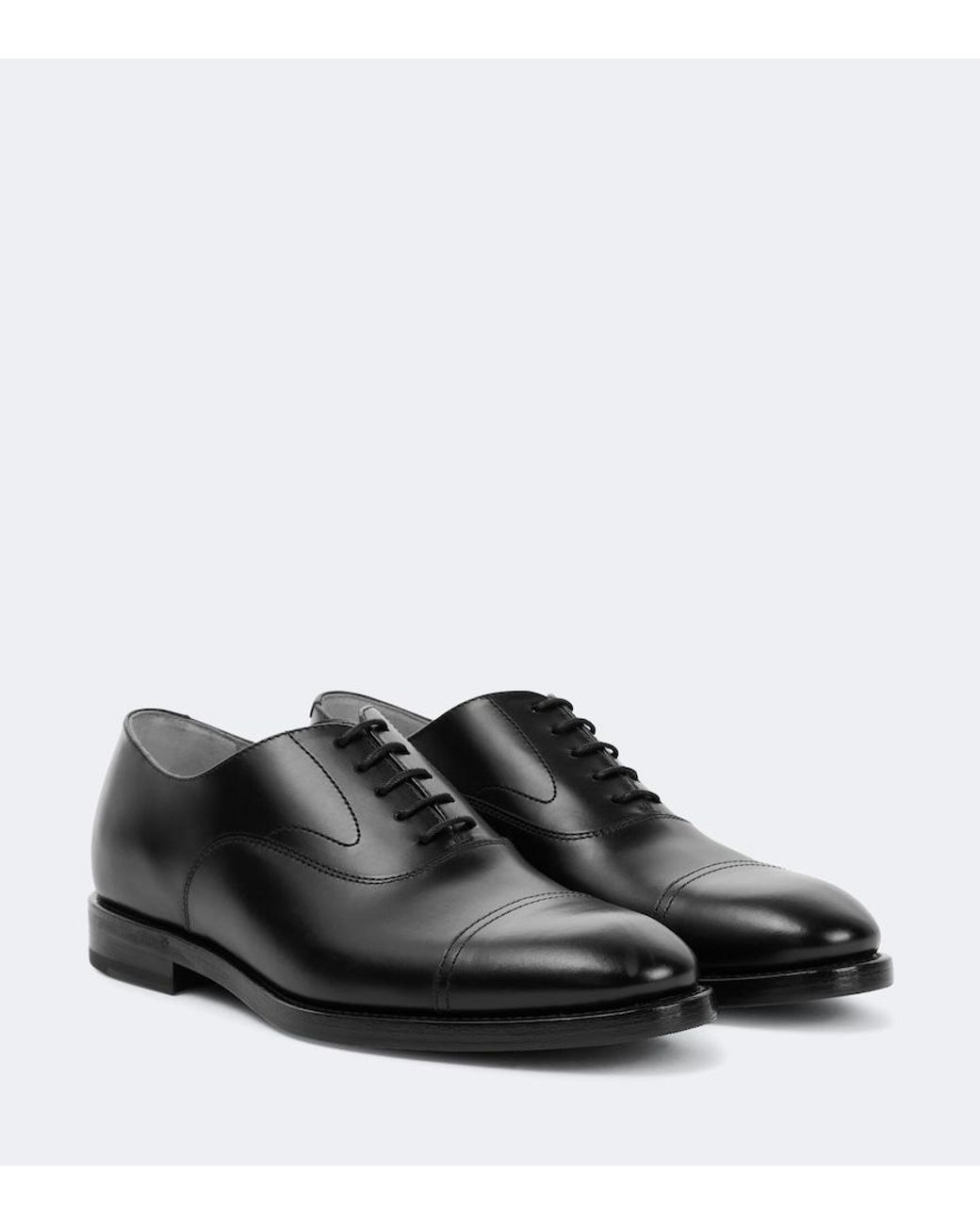 Brunello Cucinelli Black Leather Derby Shoes for men