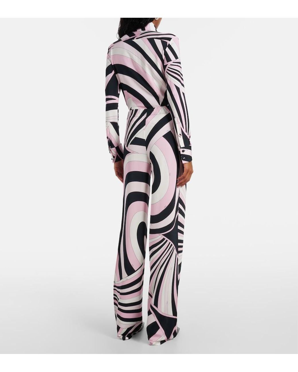Emilio Pucci White Iride Jersey Satin Straight Pants