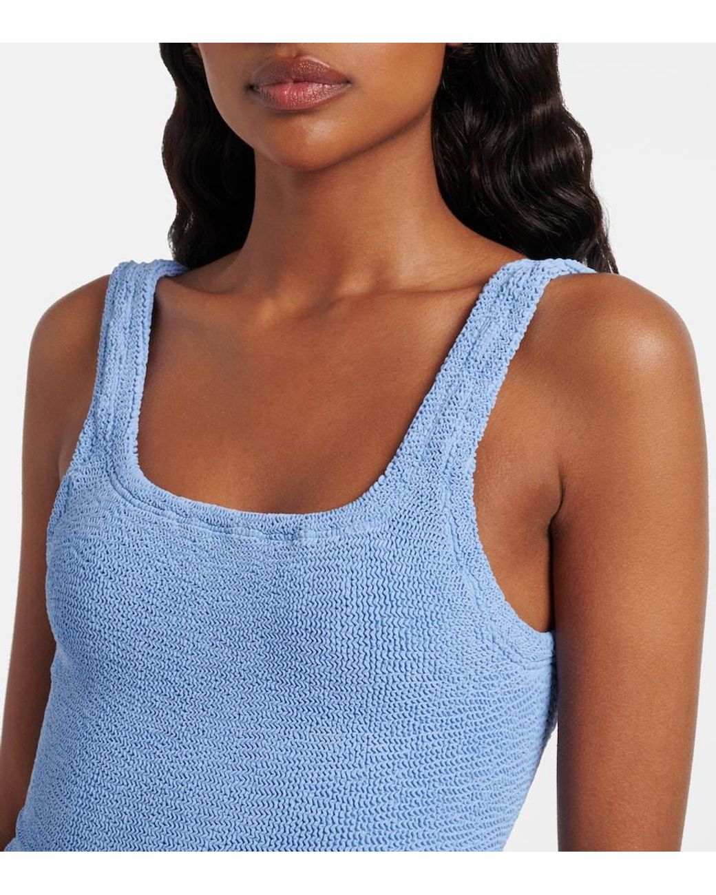 Hunza G Blue Coverage Square Neck Swimsuit