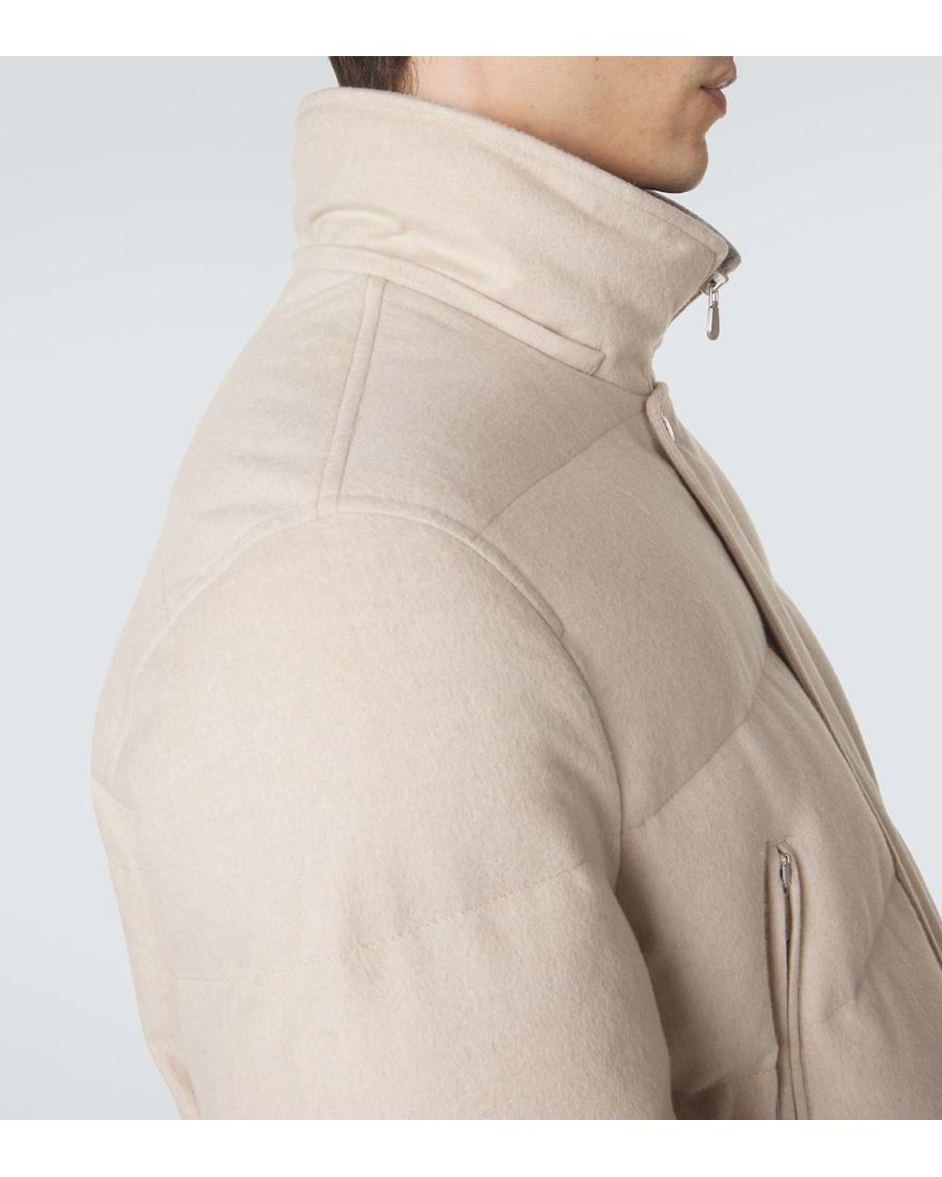 Brunello Cucinelli Natural Wool Flannel Down Parka for men