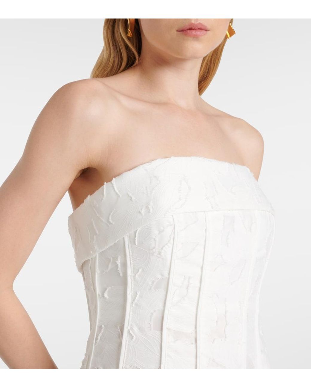 Jonathan Simkhai White Imogen Jacquard Bustier Dress