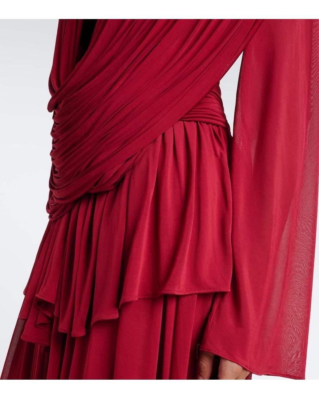 Christopher Esber Red Ripple Draped Jersey Top