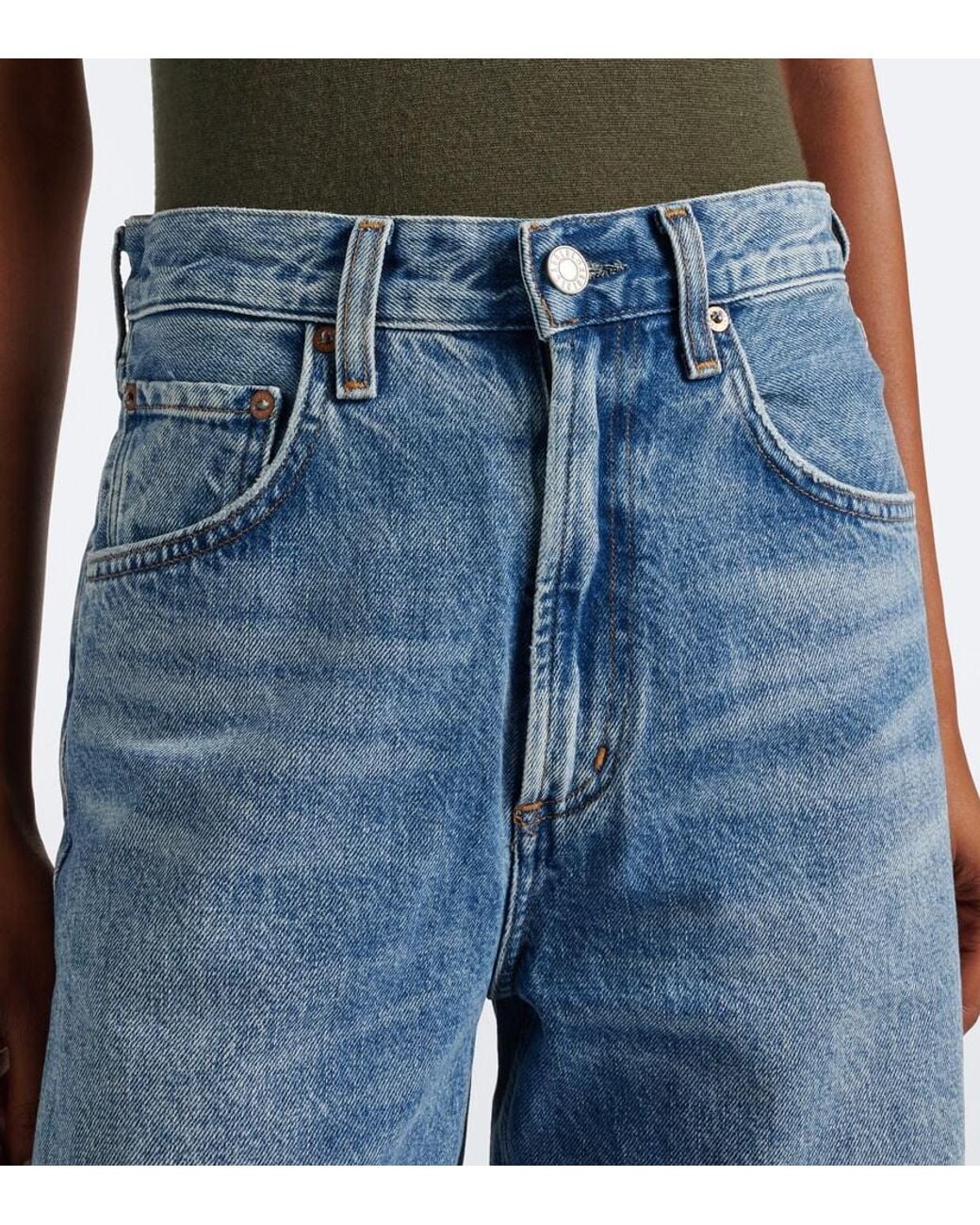 Agolde Blue Low Curve Faded Wide-Leg Jeans