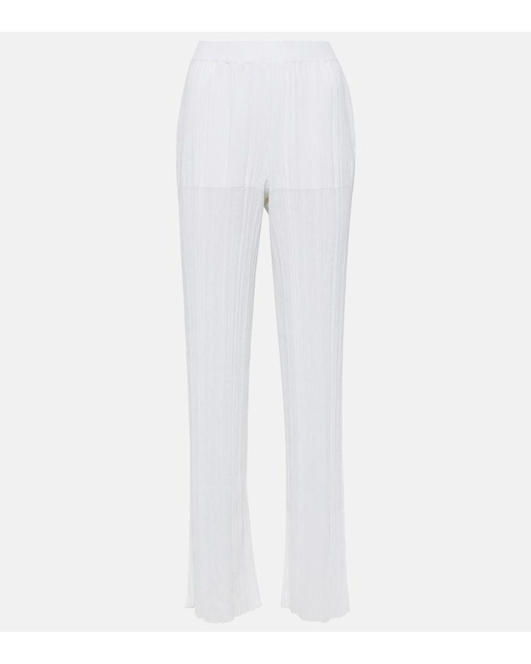 Stella McCartney White Pleated Knit Straight Pants