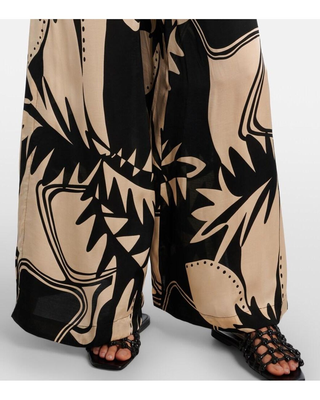 Poupette Black Clea Printed Wide-Leg Pants