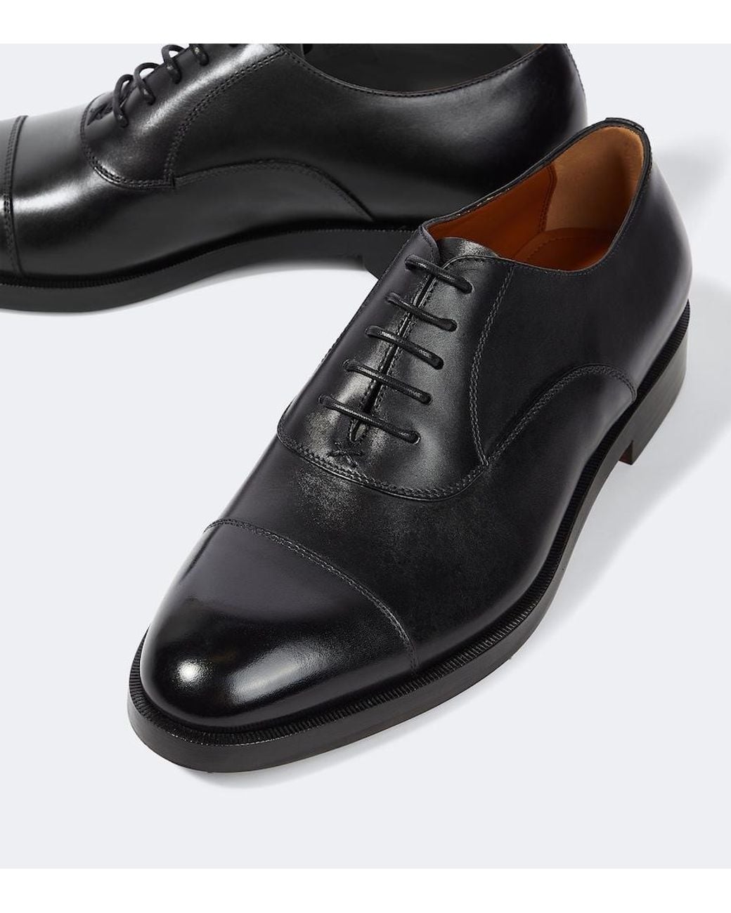 Zegna Black Oxford Leather Shoes for men