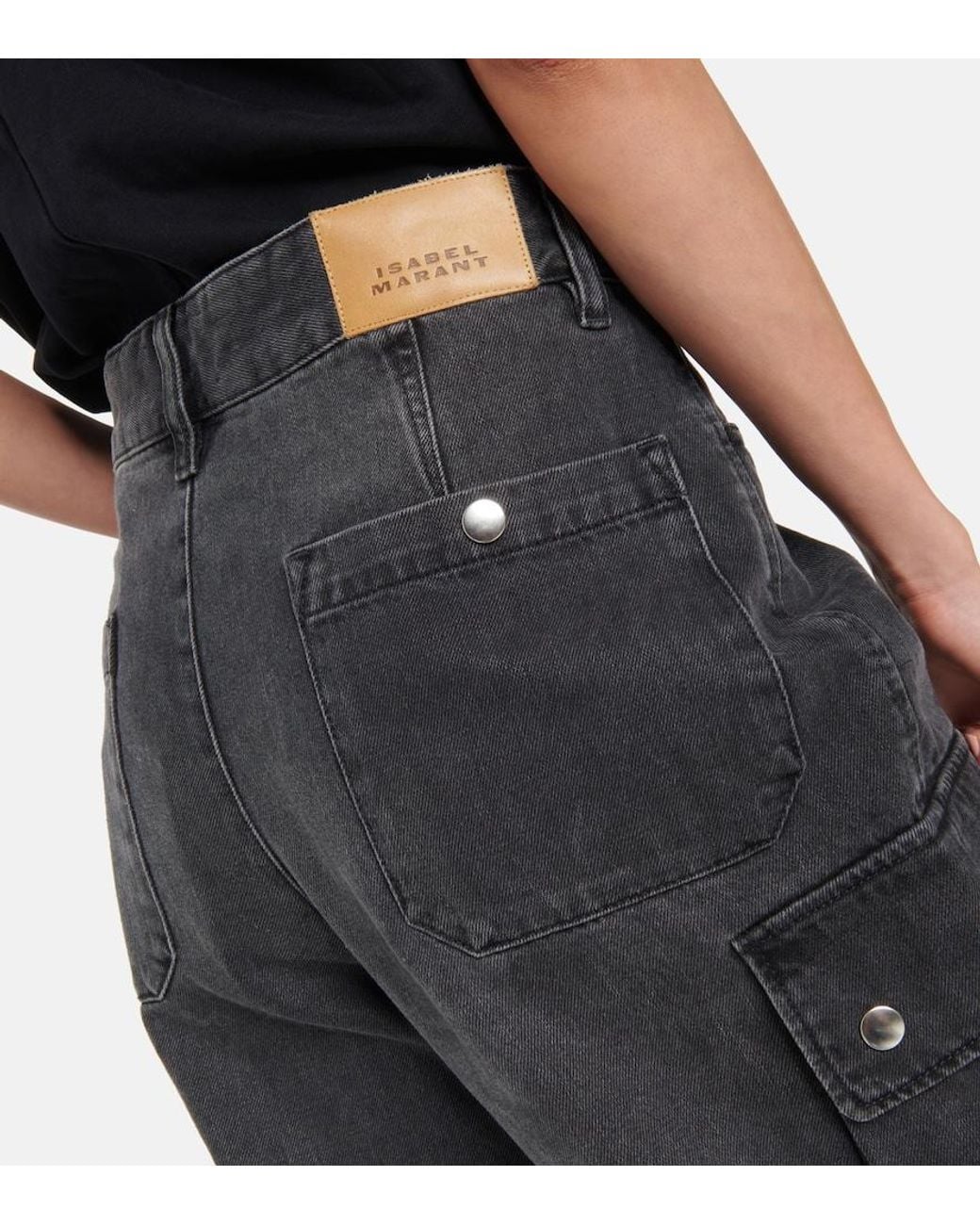 Isabel Marant Gray Elore Denim Cargo Pants