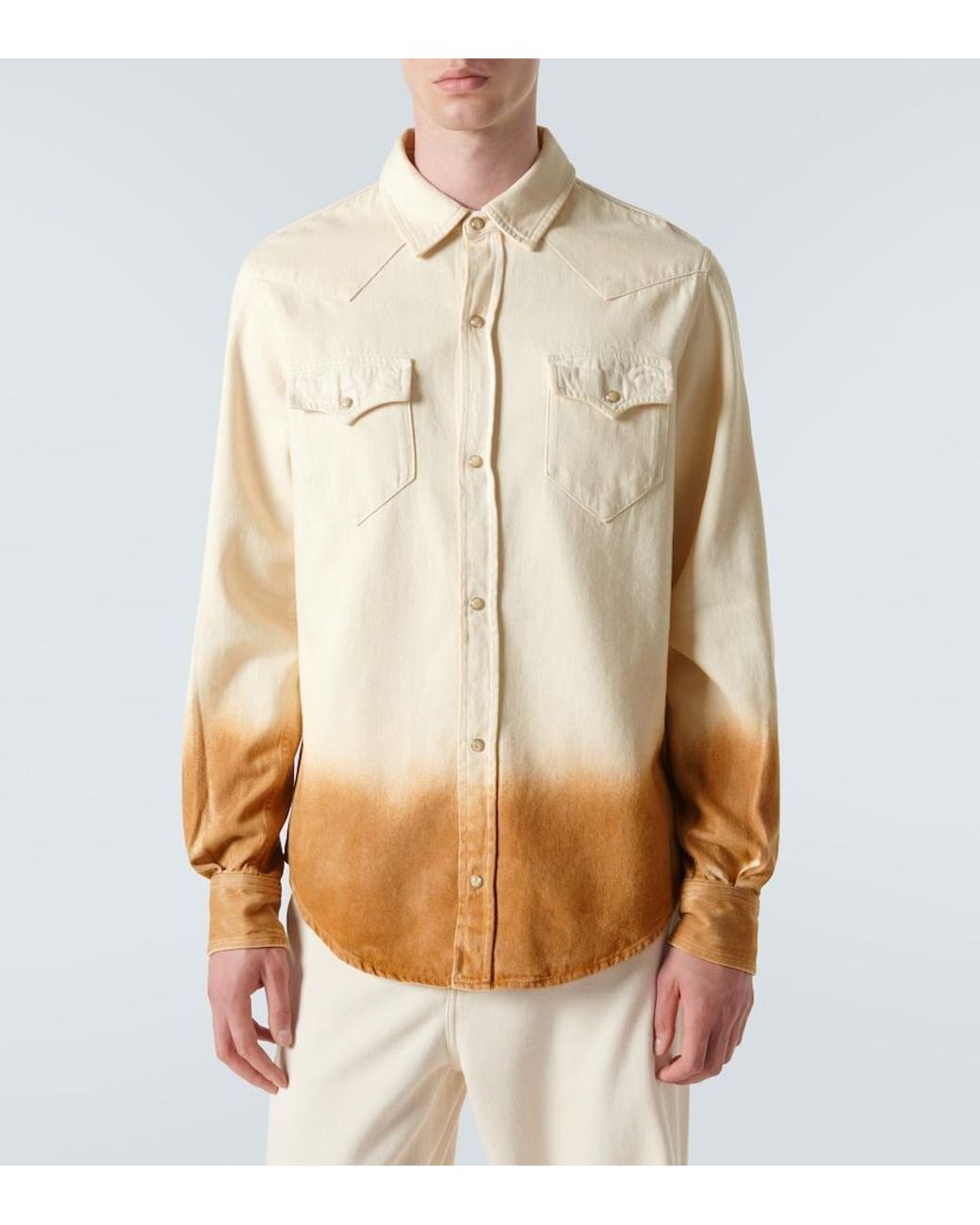 Alanui Natural Bright Hues Printed Denim Shirt for men