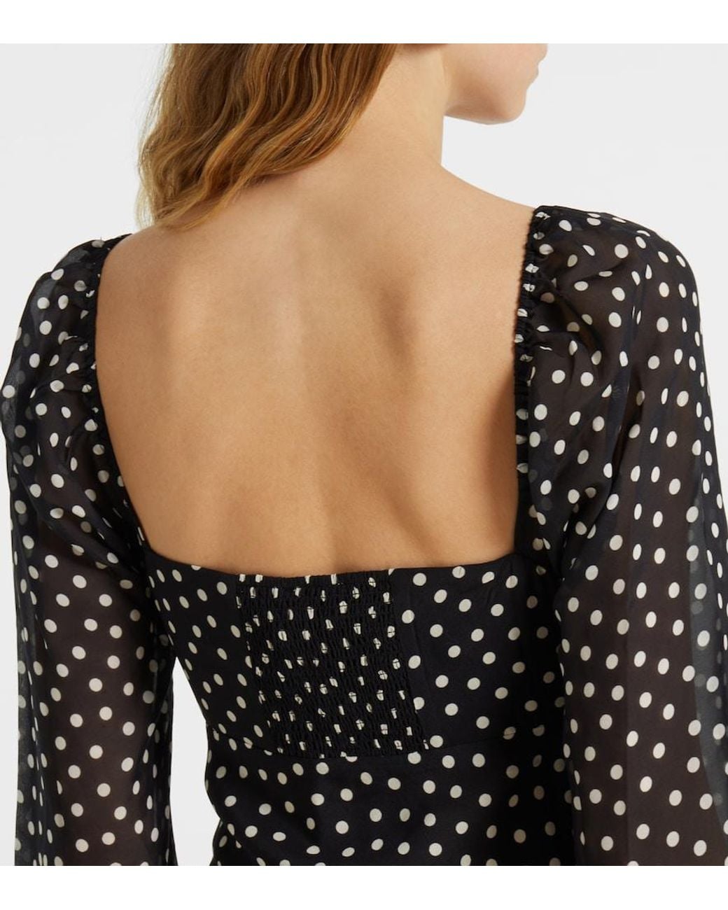 Rixo Black Ivy Polka-Dot Silk Maxi Dress